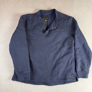 Stanley Mens Navy Waffle Knit Sherpa Lined Henley Pullover Sweatshirt Large